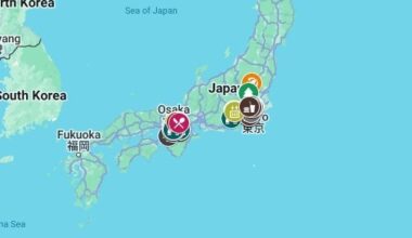 Large Osaka, Kyoto & Tokyo Itinerary with restaurants (Google My Maps)