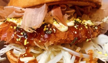 Chicken katsu okonomiyaki sandwich