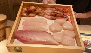 Plate of fish at local Japanese restaurant