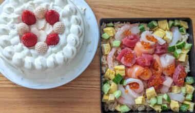 Hinamatsuri Dinner(homemade chirashi sushi and yogurt cake)