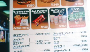 1980 McDonald's Menu and McDonald's front in Tokyo. Slide collection of an American tourist. Can anyone post a picture of the current menu to compare prices? The location of the second slide?