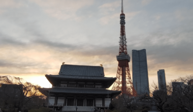 Zōjō-ji Temple and Tokyo Tower during sunset