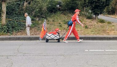 Michael and Baby Mick Schumacher cosplay in Suzuka today