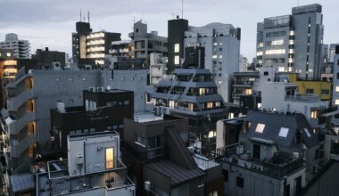 Rooftops at dusk. Ebisu, Tokyo. March 2024.