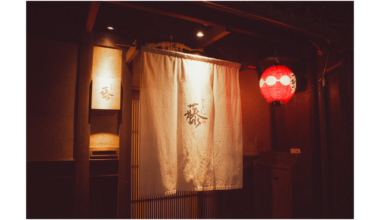 Traditional Kyoto street at night