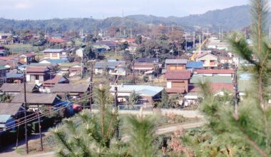 Countryside views on the way to Hakone Lake. 1971 slide collection of an American tourist