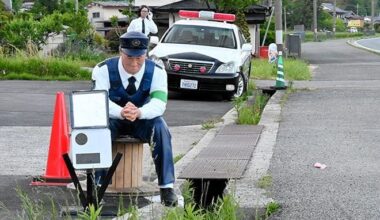 And justice for dolls: Fake police slow down drivers in Hyogo