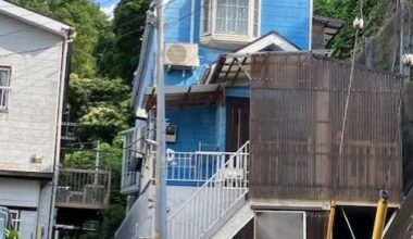 Funny blue dollhouse in Yokohama