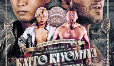 Poster for Kaito Kiyomiya vs. Gabe Kidd for the GHC Heavyweight Championship at NOAH Grand Ship 2024 in Yokohama BUNTAI.