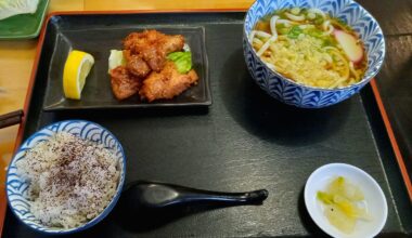 Karaage, Udon, Gohan (唐揚げ饂飩ご飯)