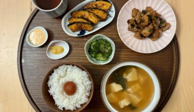 More chicken and nira with sides & hojicha!