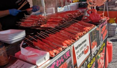 Grilled crab meat skewer in Tokyo