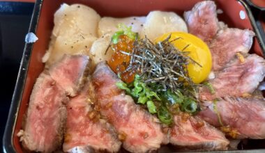 Wagyu Scallop bowl, Rare Tempura Bowl, Unagi Tamago Bowl