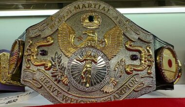 Presented to Antonio Inoki by Vincent J. McMahon: The WWF World Martial Arts Heavyweight Championship (one of my favorite old school WWF belt designs)