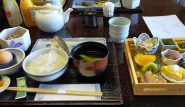 Japanese hotel breakfast at Izu Shizuoka Prefecture