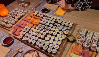 Variety & quantity of sushi for our friends  What do you think of our selection?