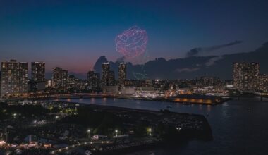 Yokohama is hosting a drone show and fireworks on Sunday