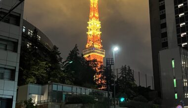 Tokyo tower on a rainy night