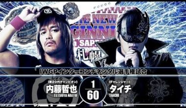 Tetsuya Naito vs Taichi: IWGP Intercontinental Championship match, New Japan Pro Wrestling - NJPW The New Beginning in Sapporo, February 3, 2019