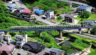 JR Senzan Line heading to Yamadera Station