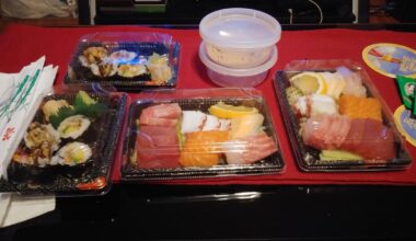 Assortment of Sushi to go and 2 soft shell crab rolls