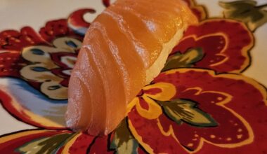 One lonely Homemade salmon nigiri