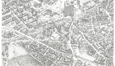 Hand Drawn Map of Mukogaokayuen Station 向ヶ丘遊園駅 in Suburban Tokyo