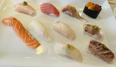 Chef’s choice sushi set plus Kumamoto oysters