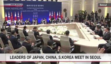 Leaders of Japan, China, S.Korea begin three-way summit