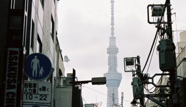 Tokyo Skytree in the haze, shot on Kodak 35mm film