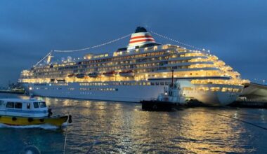 Fishing in front of Cruise ship Aska II