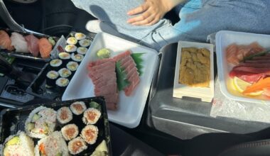 Enjoyed some sushi in the car while visiting LA. Yama fish marketplace