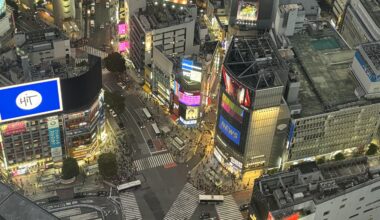 shibuya crossing early in the evening 🌜