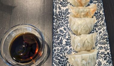 homemade Gyoza with a broccoli and pork filling