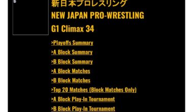 G1 Climax 34 A+B Block Standings & Analysis as of Aug 10 (1 A Block show & 1 B Block show left)