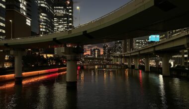 Along a footbridge in Osaka