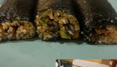 My first attempt at making sushi- Eel hand rolls