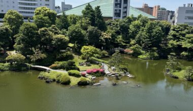 Ryogoku Kokugikan Sumo Arena from the terrace of the Japanese Sword Museum