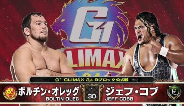 Volchin Oleg vs Jeff Cobb - "G1 CLIMAX 34" B Block Official Match: NJPW G1 CLIMAX 34 (August 7, 2024)