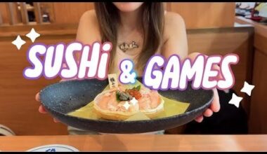 Revolving Sushi but with Games, Capsule Toys, Kura Sushi くら寿司 , Japan Vlog, Mukbang