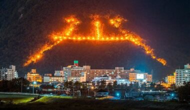 A massive daimonji over Yamanashi city- I didn't know they had these outside of Kyoto!