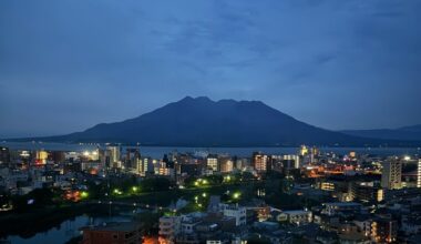 Sakurajima at dusk from my trip in May