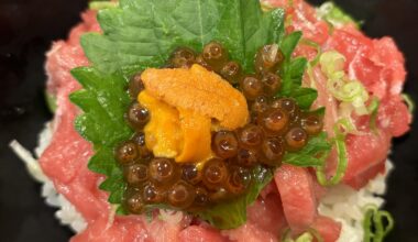 Toro bowl with uni and ikura