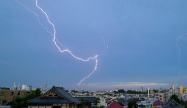 SkyTree getting zapped this afternoon.