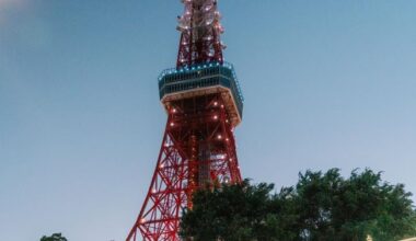 Just lighten up Tokyo Tower with a beautiful sky behind