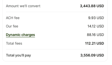 Wise is adding "Dynamic charges" to yen exchanges.