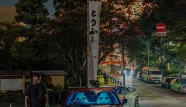 Tokyo tower at night via Nissan GTR