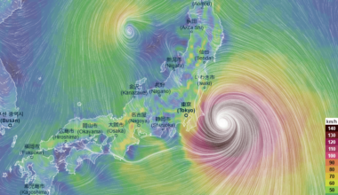 A typhoon near Tokyo is forecasted for this Friday (Ventusky.com)