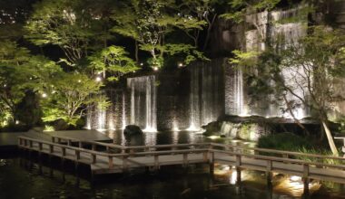 Hotel Gajoen lit up at night, Meguro