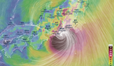 Typhoon Shanshan's predicted position near Tokyo on Tuesday (Ventusky.com)